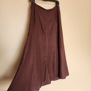 Vintage Brown Linen Maxi Skirt Size 10